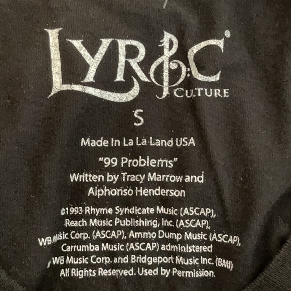 LYRIC CULTURE BLACK SMALL JAY Z 99 PROBLEMS - Picture 6 of 6